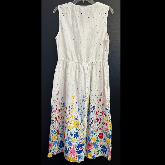Vintage Lanz of Salzburg Sleeveless White Color Pop Floral Midi Dress - Picture 3 of 6